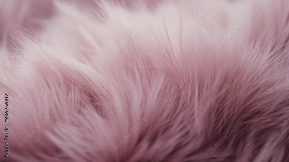 Cinematic Slow Motion Close-Up of Baby Pink Fur Serene Texture Waves Enhanced by Soft Diffused Lighting