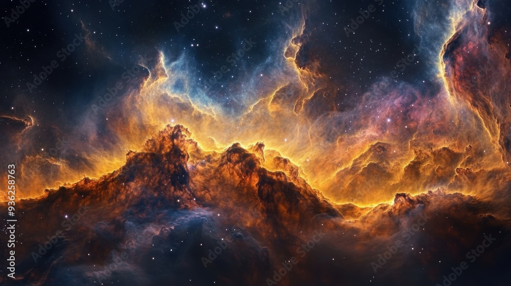 Fototapeta premium Stunning cosmic nebula bursting with vibrant colors in a distant galaxy