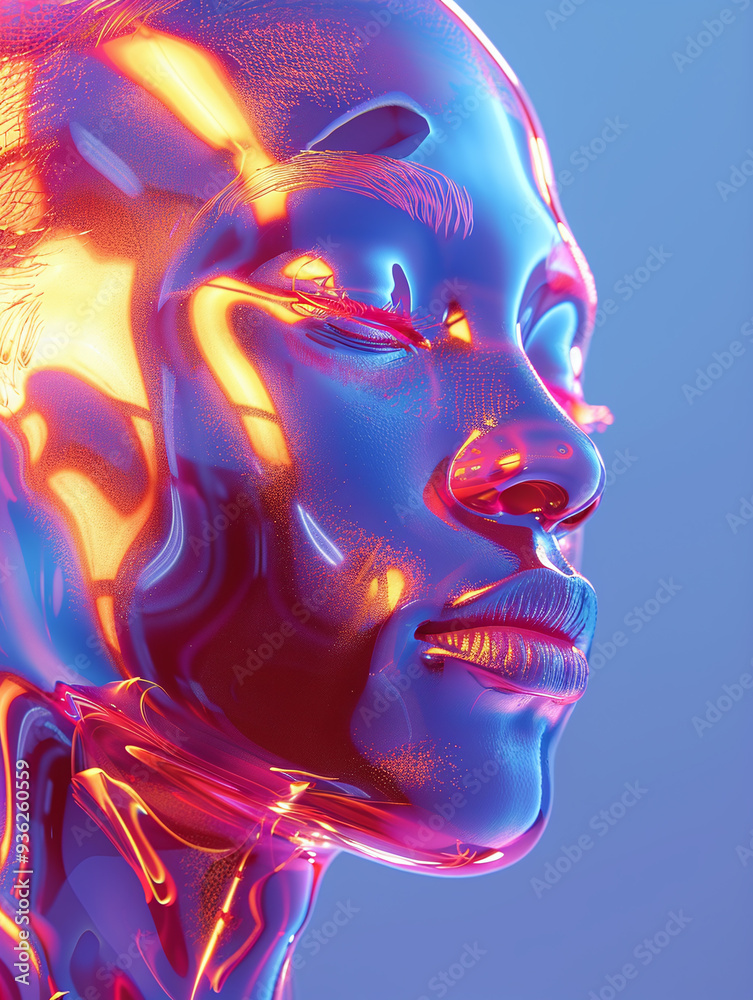 Hyperrealistic Close-Up of Woman's Body with Iridescent Glass and Plastic Skin Hyperrealistic Close-Up of Woman's Body with Iridescent Glass and Plastic Skin