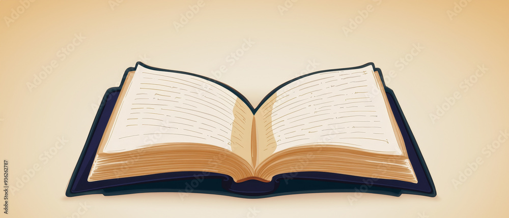 Obraz premium An open book with blank pages on a soft gradient background, symbolizing knowledge, creativity, and potential.
