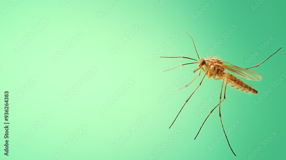 Mosquito standing on green background closeup view Mosquito standing on green background closeup view