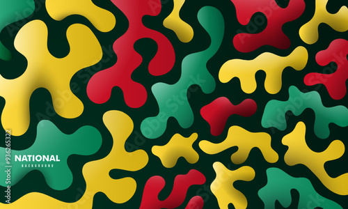 Green yellow and red fluid design on dark green background