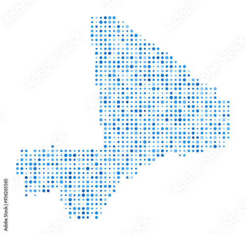 Mali Dot Map. Country Digital Style Shape. Mali vector image. Country shape blue circular dots. Stylish vector illustration.
