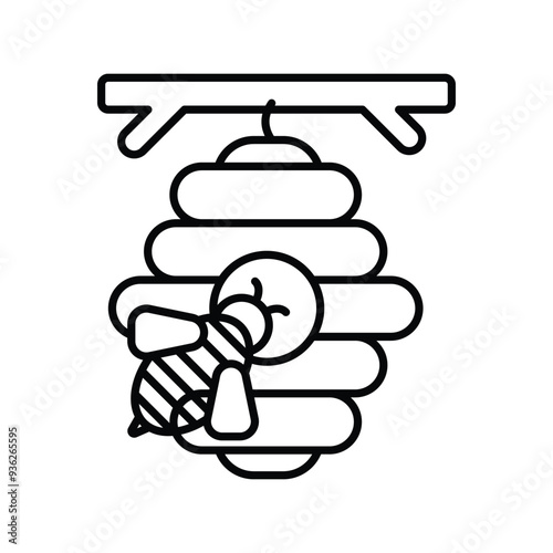 bee hive leneal icon vector stock illustration