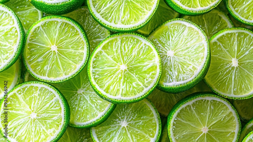 A set of halved limes, perfect for garnishing or garnishing dishes A set of halved limes, perfect for garnishing or garnishing dishes