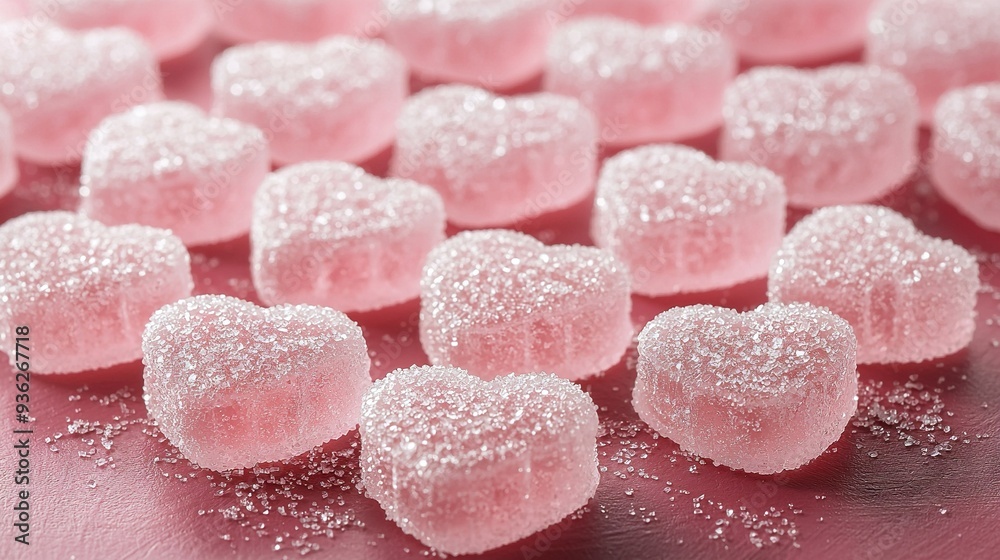 Close-up of sugar cubes on pink surface with sprinkles Close-up of sugar cubes on pink surface with sprinkles