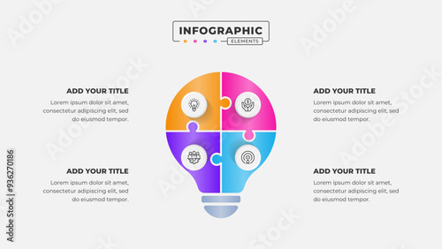 Vector puzzle infographic design template with 4 steps or options