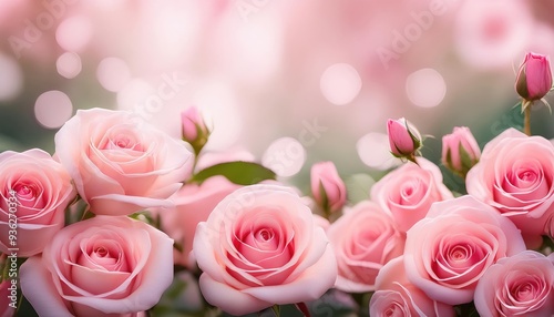 Beautiful pink roses with soft bokeh lights create a romantic and serene atmosphere, perfect for any floral theme or occasion.