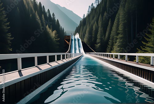 log flume shown flat minimalist colors svg vector style