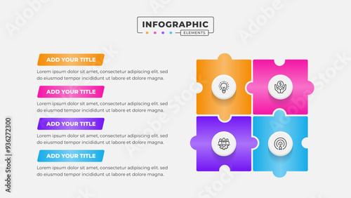 Vector puzzle infographic design template with 4 steps or options
