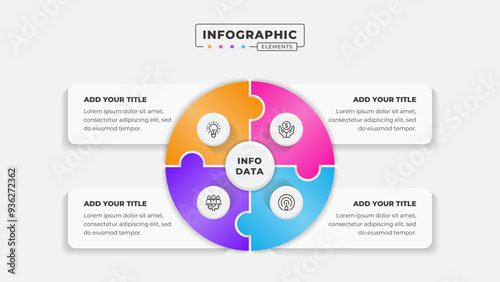 Vector puzzle infographic design template with 4 steps or options