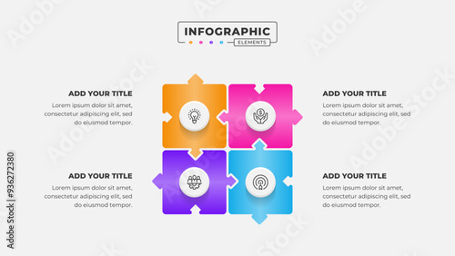 Vector puzzle infographic design template with 4 steps or options