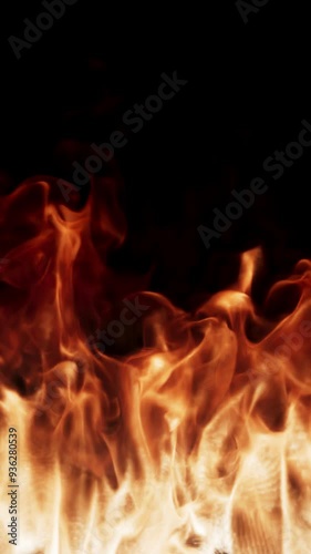 3D animation of a rapidly burning fire. The file contains an alpha channel. The flame quickly rises up and covers the entire frame.