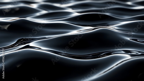 A close-up shot of a black liquid surface with ripples and reflections.