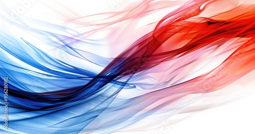 A vibrant abstract design featuring flowing red and blue lines, creating a sense of movement and energy.