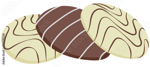 Biscuit or Cookies with Chocolate and Vanilla Flavor Illustration