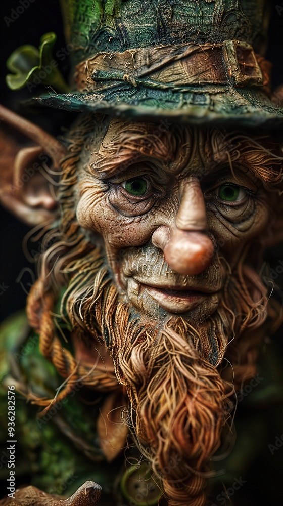 Close-Up Portrait of a Leprechaun Sculpture Close-Up Portrait of a Leprechaun Sculpture