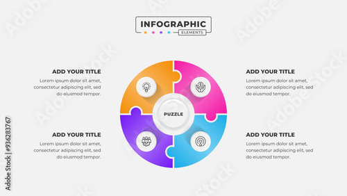 Vector puzzle infographic design template with 4 steps or options