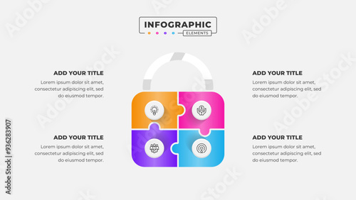 Vector puzzle infographic design template with 4 steps or options