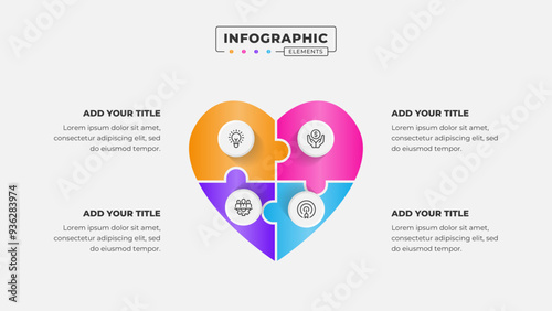 Vector puzzle infographic design template with 4 steps or options