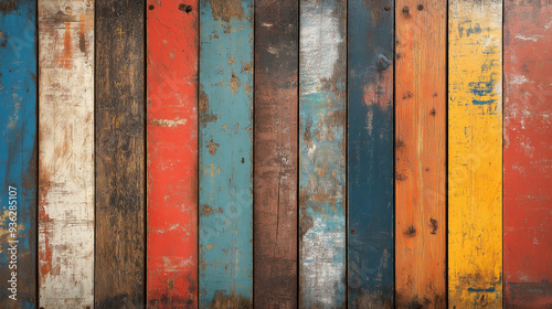 A colorful wooden background with a variety of colors