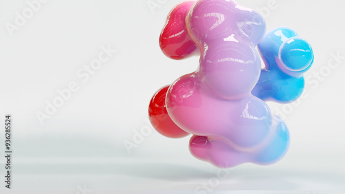 Fototapeta Naklejka Na Ścianę i Meble -  organic shapes. Morphing colorful blobs, Abstract 3d background. Liquid flowing colors. soap bubbles, metaballs. drops, Liquid gradient, flowing spheres, substance, nanoparticles, loop, 3d render