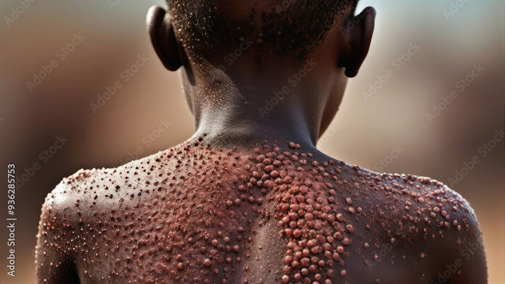 Close-up of the body of a african child covered covered with pimples and ulcers. Close-up of the body of a african child covered covered with pimples and ulcers.