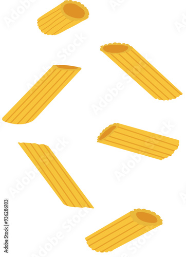 Falling Penne Raw Pasta Illustration