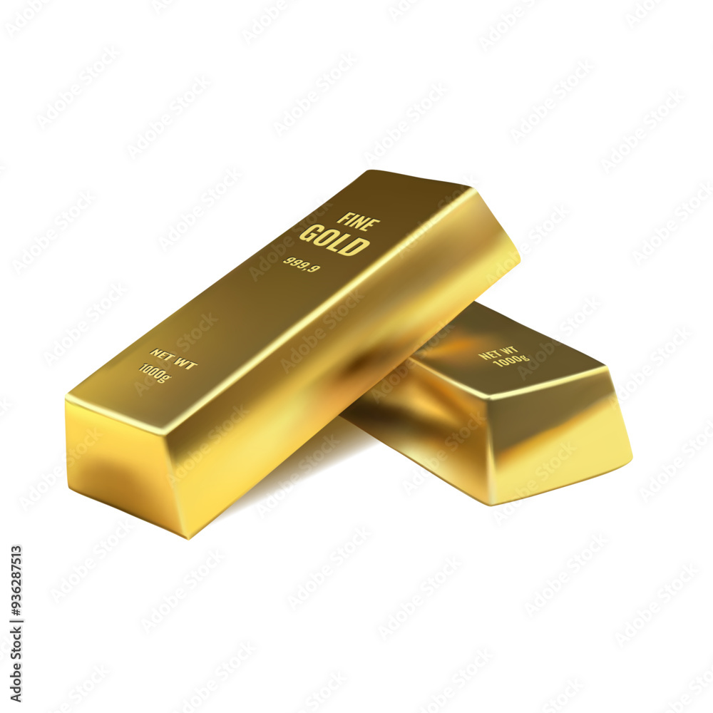 Realistic golden bars. 3d golden bars Realistic golden bars. 3d golden bars