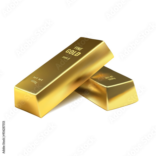 Realistic golden bars. 3d golden bars