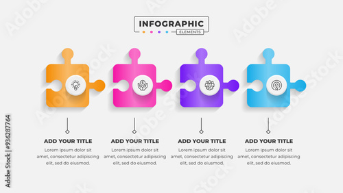 Vector puzzle infographic design template with 4 steps or options