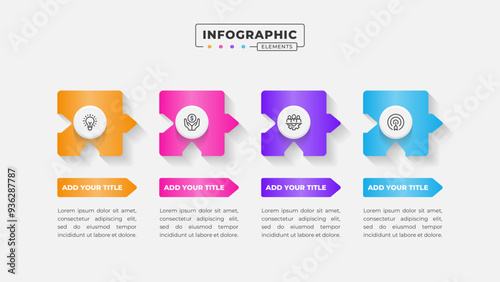 Vector puzzle infographic design template with 4 steps or options