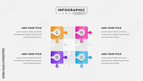Vector puzzle infographic design template with 4 steps or options
