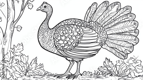 Wallpaper Mural Outline illustration of a black and white turkey for drawing and coloring on white background  Torontodigital.ca