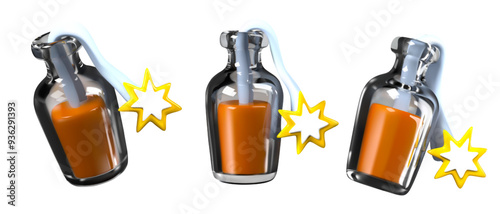 Glass bottle with explosive mixture and burning cord. Molotov cocktail