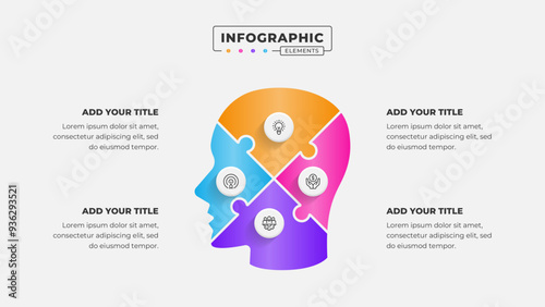 Vector puzzle infographic design template with 4 steps or options