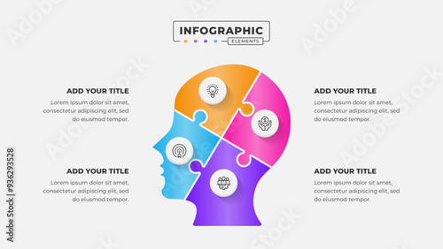 Vector puzzle infographic design template with 4 steps or options
