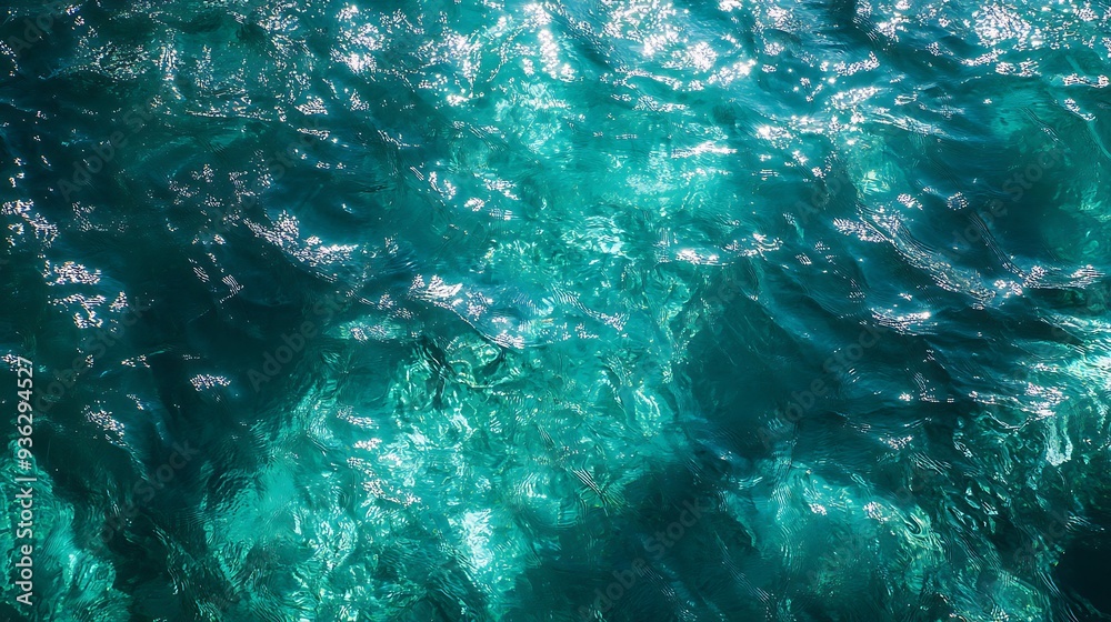A close-up view of clear, aqua-colored water rippling with sunlight reflecting off the surface. A close-up view of clear, aqua-colored water rippling with sunlight reflecting off the surface.