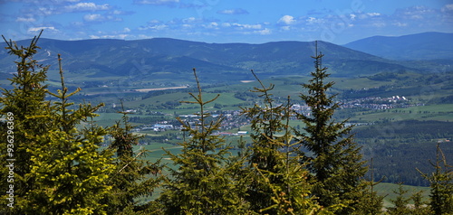 View of the village Cervena Voda from the observation tower on Suchy Vrch, Pardubice Region,Czech Republic,Europe
 photo