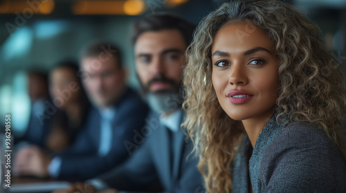 Business woman, meeting and portrait in office with collaboration, teamwork and career confidence. Professional, financial consultant and consulting staff with smile and happy from finance advice job