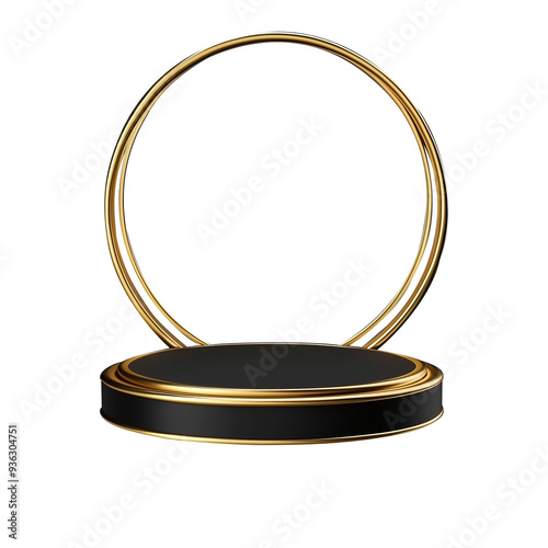 3d black and gold podium product display
