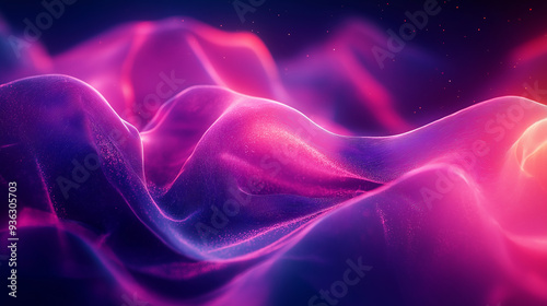 A purple and pink wave of light with a blue background