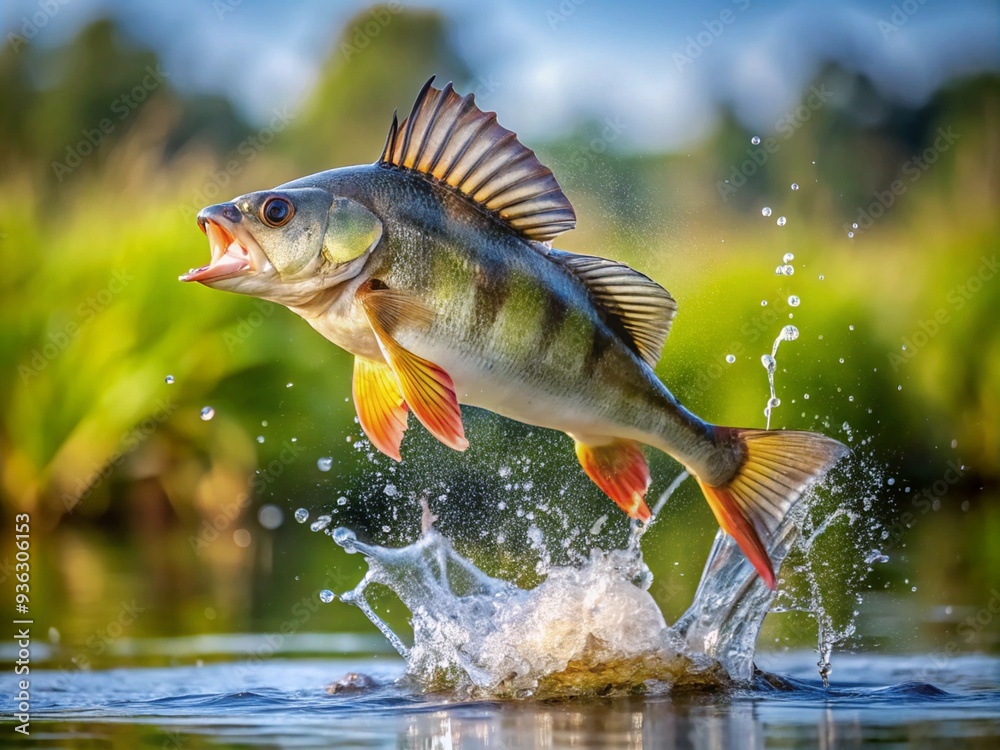 Fototapeta premium jumping perch in the water