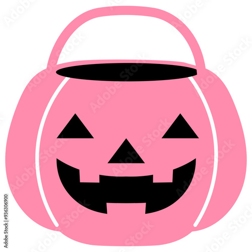 pink halloween pumpkin bucket illustration