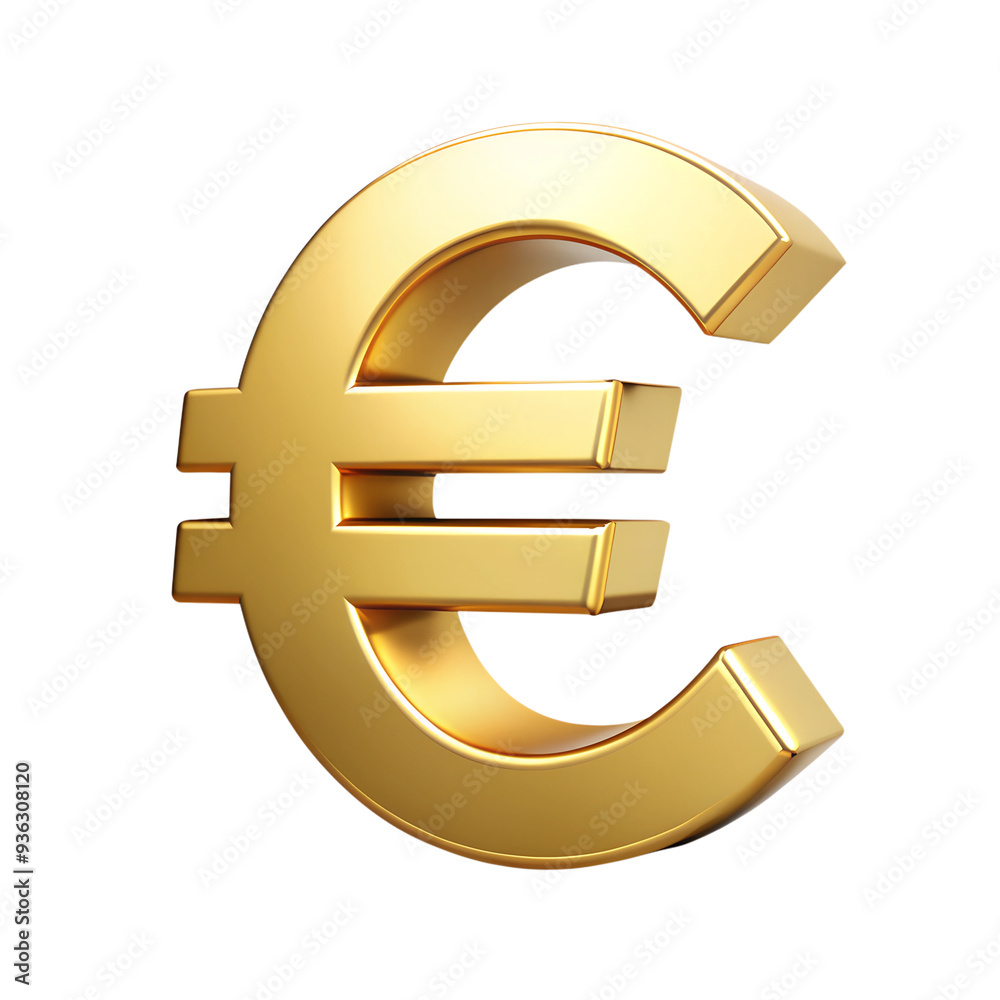 Euro Sign Infographic Icon Golden, isolated on white transparent background, png element Euro Sign Infographic Icon Golden, isolated on white transparent background, png element