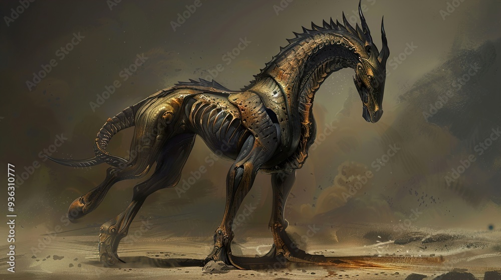 Fototapeta premium Mechanical Horse: A Fantasy Creature Design