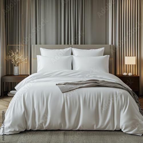 Wallpaper Mural Classic bed with pillow and throw created with generated ai Torontodigital.ca