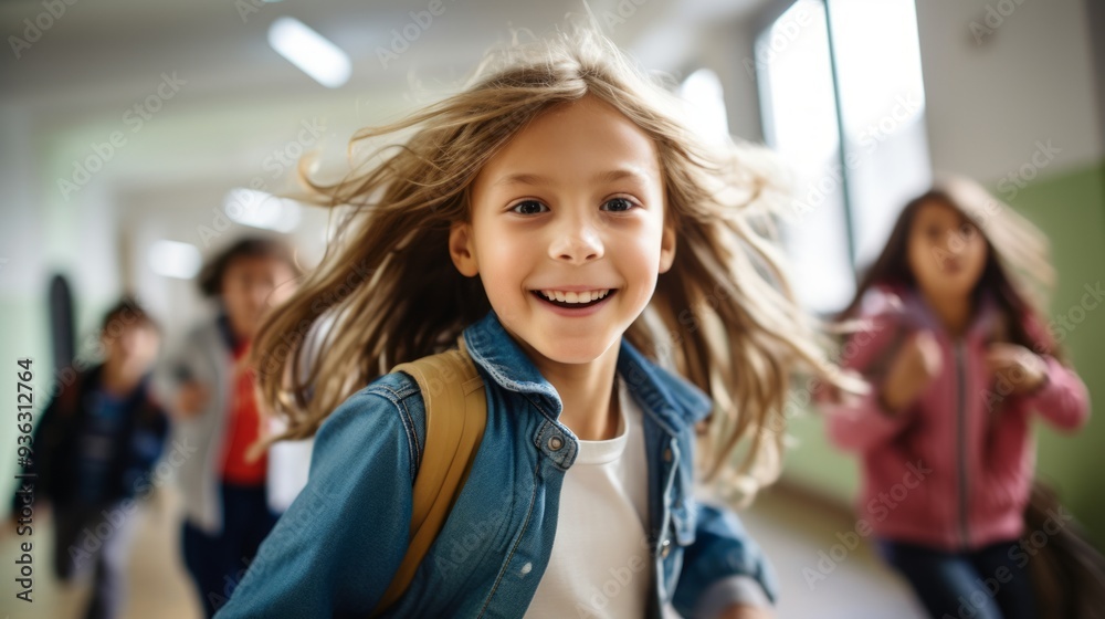schoolchildren run out of school after lessons schoolchildren run out of school after lessons