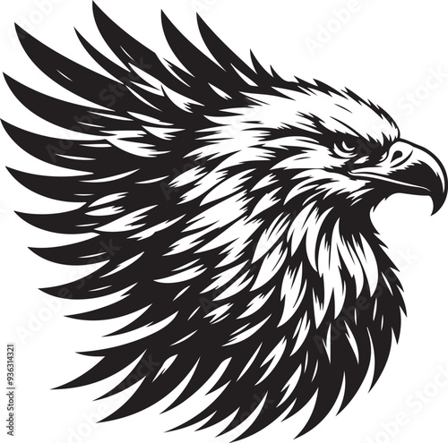 Majestic Eagle Bird Vector art Illustration and silhouettes style with white background