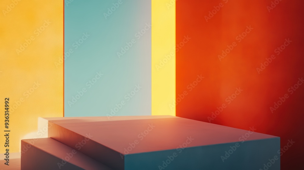 Obraz premium Vibrant abstract composition featuring bold colors and geometric shapes, creating a modern artistic ambiance.